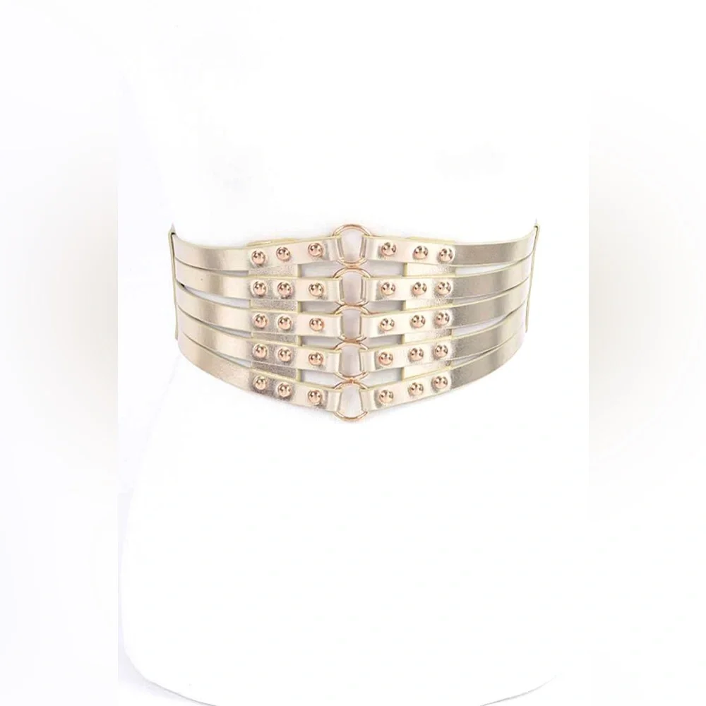 Plus Size Metallic Vegan Leather Statement Belt